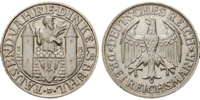 3 Reichsmark Dinkelsbühl 1928 J 334 Weimarer Republik Muenzen eu