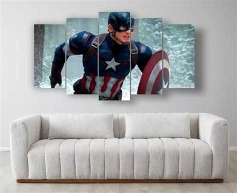 Set De 5 Cuadros Decorativo Canvas Capitan America 3 Meses sin interés