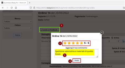 Abilita Disabilita Pulsante Feedback Ready Pro Manuale Utente