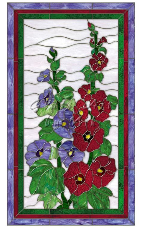 Stained Glass Art By Nik Hollyhocks Digital Stained Glass Art Stained Glass Glass Art Glas