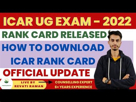 Icar Ug Rank Card Released Icar Official Big Update Counselling