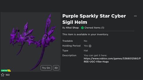 Sniping Purple Sparkly Star Cyber Sigil Helm Roblox Free UGC Limited