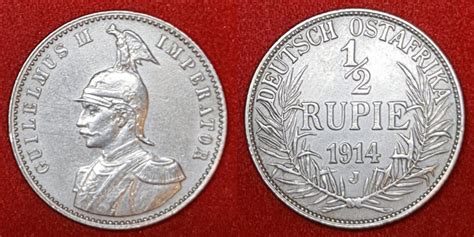 German East Africa DOA Deutsch Ostafrika 1 2 Rupie Rupee 1914 J Wilhelm