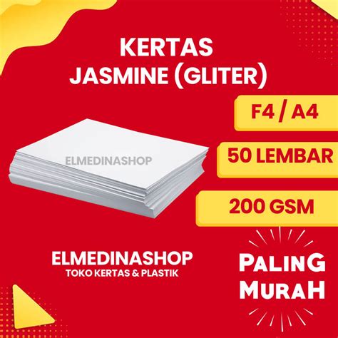 Jual 50 Lembar Kertas Jasmine Jasmin Glitter 200gsm F4 A4 A5