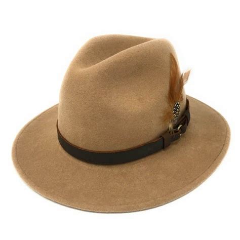 Camel Fedora Hat Showerproof Wool Ranger