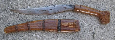 WWII Philippines Bolo Knife Hand Carved Wood Handle & Wood Sheath #BD13 ...