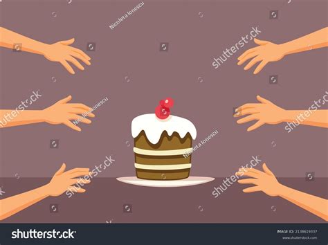 Hands Rushing Grab Cake Vector Cartoon Stock Vector (Royalty Free ...