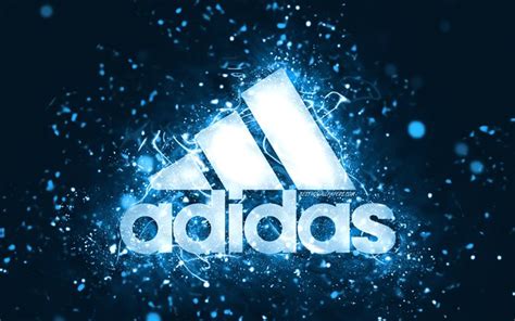 Download wallpapers Adidas blue logo, 4k, blue neon lights, creative ...