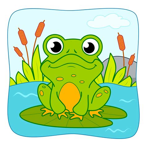 Cute Frog Cartoon Frog Clipart Vector Nature Background 8359018