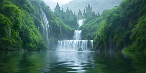 Majestic Fantasy Kingdom Towering Castles Lush Greenery And A Majestic