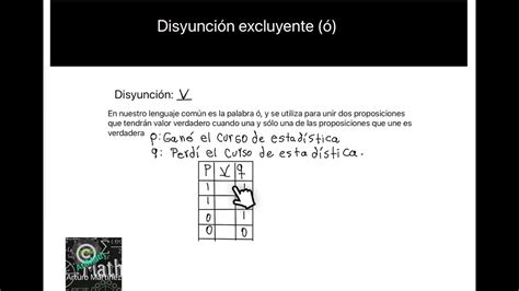 Disyunción excluyente conectivos lógicos YouTube
