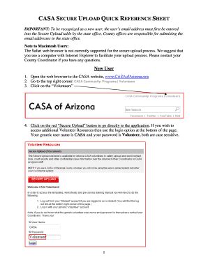 Fillable Online Apps Supremecourt Az CASA SECURE UPLOAD QUICK REFERENCE