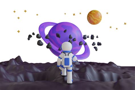 Astronaut On Moon With Rocket And Planets 3d Illustration Download In