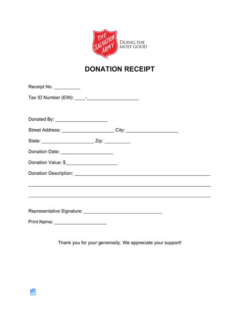 Salvation Army Donation Receipt Template Invoice Maker