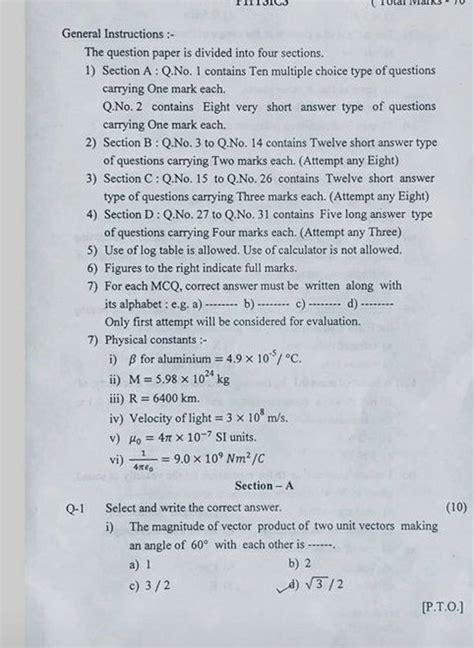 General Instructions The Question Paper Is Divided Into Four Sections