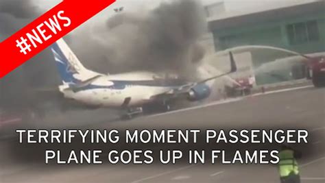 Terrifying Moment Plane Bursts Into Flames As Oxygen Tank Explodes