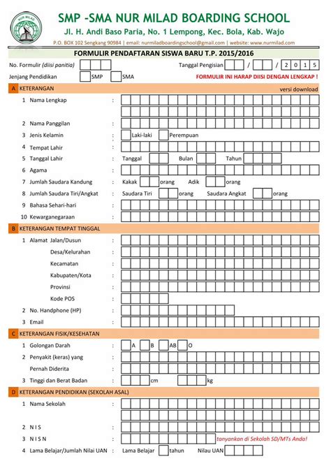 Pdf Formulir Ppdb Nur Milad Boarding School 2015 2016 Dokumen Tips