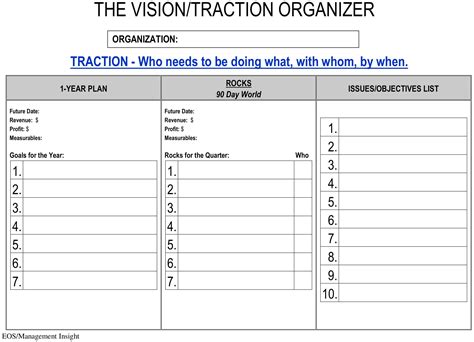 Visiontraction Organizer Excel Template