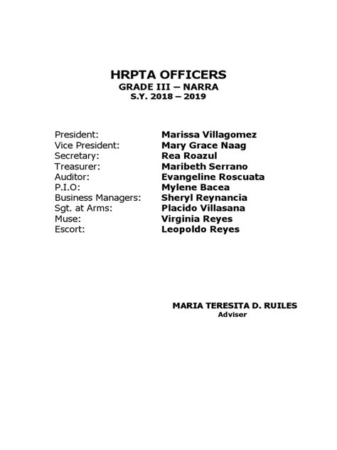 Hrpta Officers Pdf