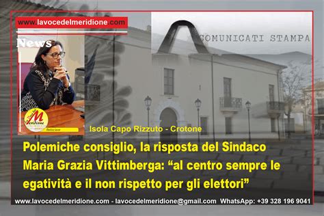 Polemiche Consiglio La Risposta Del Sindaco Maria Grazia Vittimberga