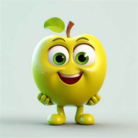 Cute Apple Cartoon Emoji. Different Emoji on the Apple Shaped Face ...