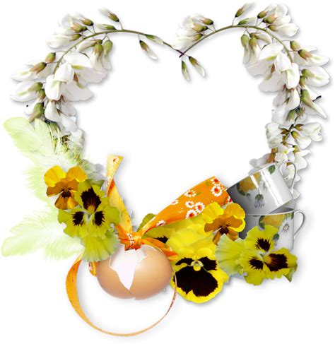 Cadre Pâques png coeur fleurs Easter frame png