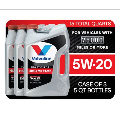 Valvoline Full Synthetic High Mileage Maxlife W Motor Oil Qt