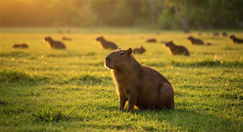 capybara   grass  stock photo  vecteezy