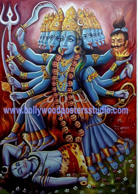 Maha Kali Original Painting On Oil Canvas Indian Portrait Painting