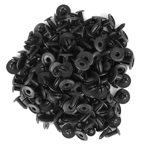 100pcs Car Plastic Rivets Car Body Plastic Push Pin Rivet Fasteners Black 6mm Hole Dia Fastener