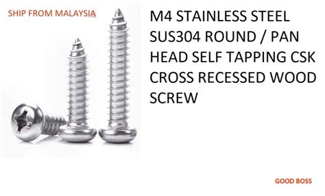 M4 STAINLESS STEEL SUS304 ROUND PAN HEAD SELF TAPPING SCREW CSK