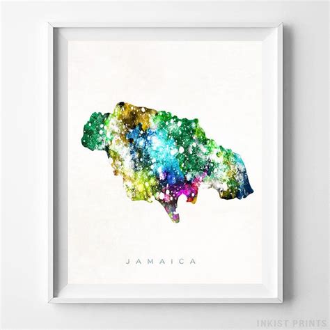 Jamaica Map Print Kingston Print Jamaica Poster Watercolor Etsy