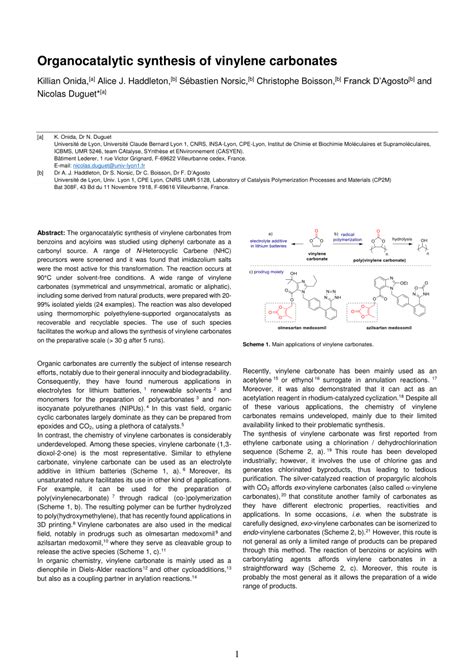 PDF Organocatalytic Synthesis Of Vinylene Carbonates