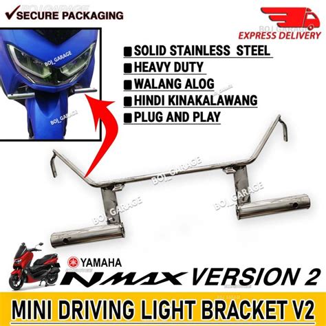 YAMAHA NMAX 2020 Mini Driving Light Bracket Version 2 Solid Stainless