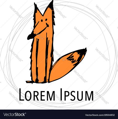 Cute Fox Sketch For Your Design Royalty Free Vector Image