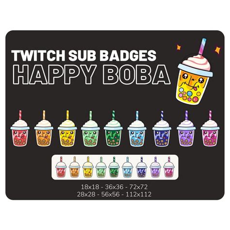 Bubble Tea Twitch Sub Badge Bundle Boba Emote Streamer Etsy UK