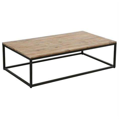 Table Basse Rectangle En Acacia Et Métal 115x65x33 Cm Silumen Leroy