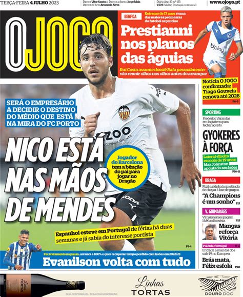 Capa Jornal O Jogo Julho Capasjornais Pt