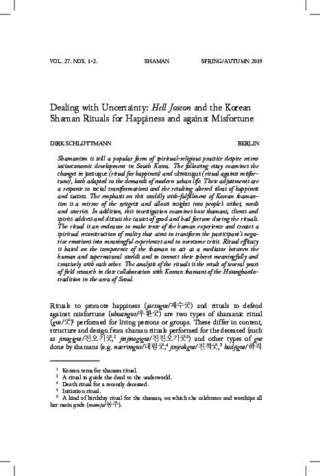 Pdf Dealing With Uncertainty Hell Joseon” And The Korean Shaman