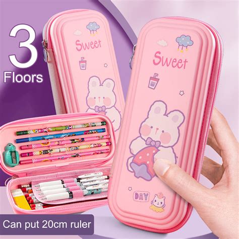 Wirlsweal Pencil Case Large Capacity Cartoon Print Waterproof Sorting