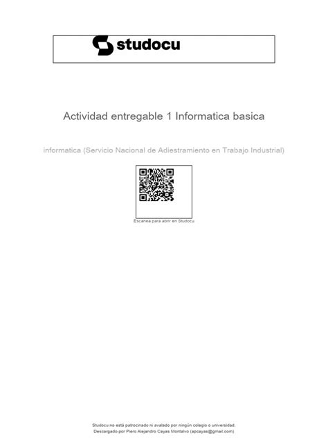 Actividad Entregable 1 Informatica Basica | PDF | Hardware de la ... 