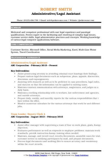 Legal Assistant Resume Samples Qwikresume