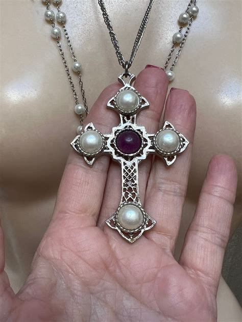 Vintage Sarah Coventry Large Cross Pendant Necklaces Etsy