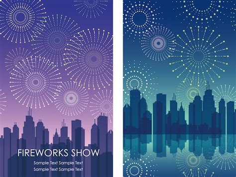 Free Vector | Seamless cityscape silhouette with fireworks