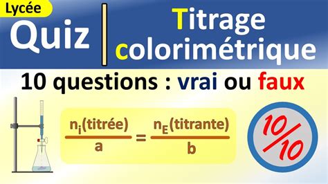 Le Titrage Colorim Trique Dosage Chimique Quiz Corrig De