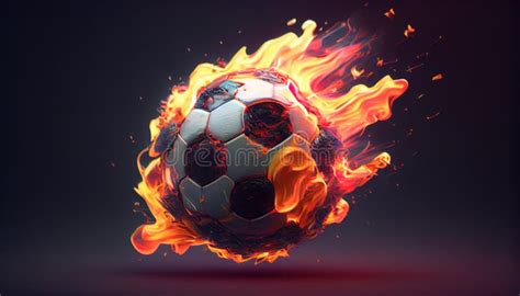 Flying Football Or Soccer Ball On Fire Black Background Stock Illustration Illustration Of