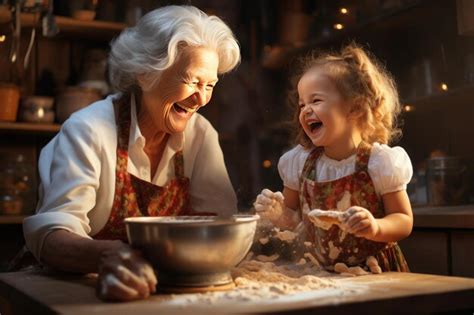 Premium Ai Image A Joyful Grandmother And Her Granddaughter Laugh