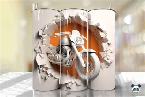 Motorcycle Cracked Hole Tumbler Wrap 1 Graphic By Pandastic Creative