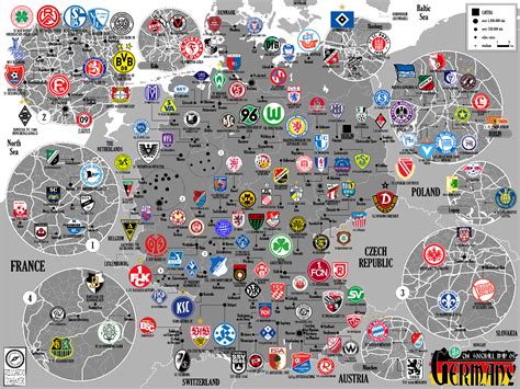 Germany Football Clubs Maps Poster Cartography X Cm Ebay