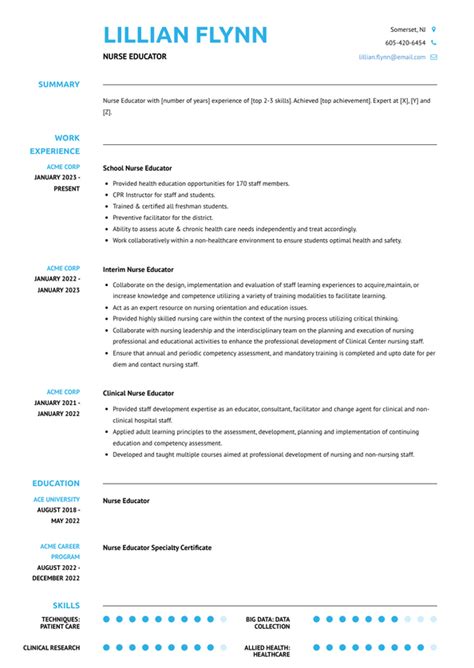 3+ Nurse Educator Resume Examples and Templates